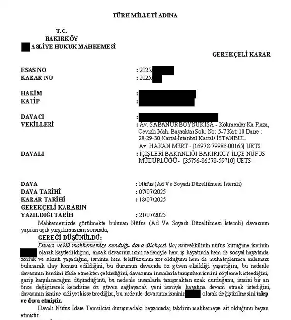 İsim Değiştirme Ne Kadar Sürer? 10 Gün İçinde Karara Bağlanan İsim Değişikliği Davası 2 İsim Değiştirme Ne Kadar Sürer? 10 Günde İsim Değişikliği