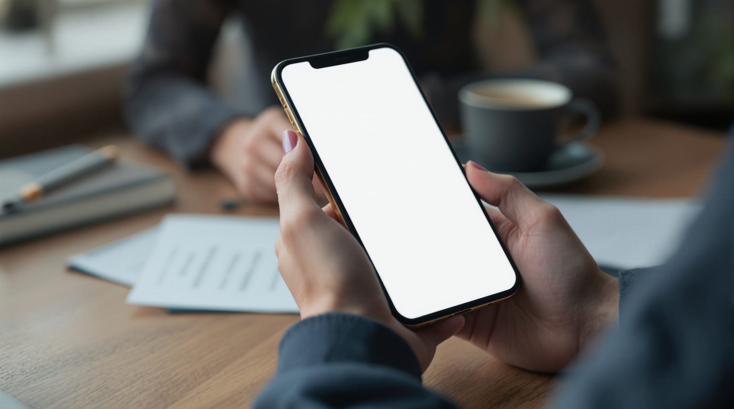Akıllı telefon ve dijital iletişimin hukuki boyutunu simgeleyen sakin bir çalışma masası sahnesi