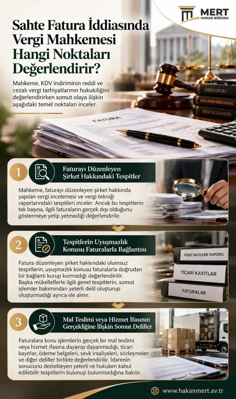 Sahte Fatura Nedeniyle KDV İndirimi: Sahte Fatura İddiasında Vergi Mahkemesi Hangi Noktaları Değerlendirir?